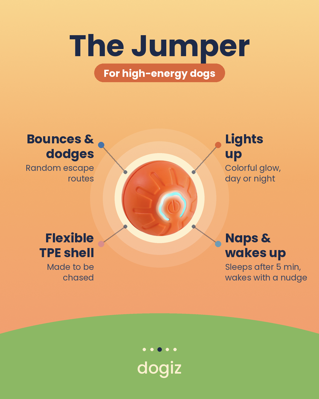 The Jumper automatic bouncing dog ball with LED lights